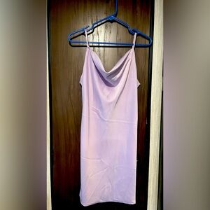 Beautiful,sexy spaghetti straps soft lilac satin dress.